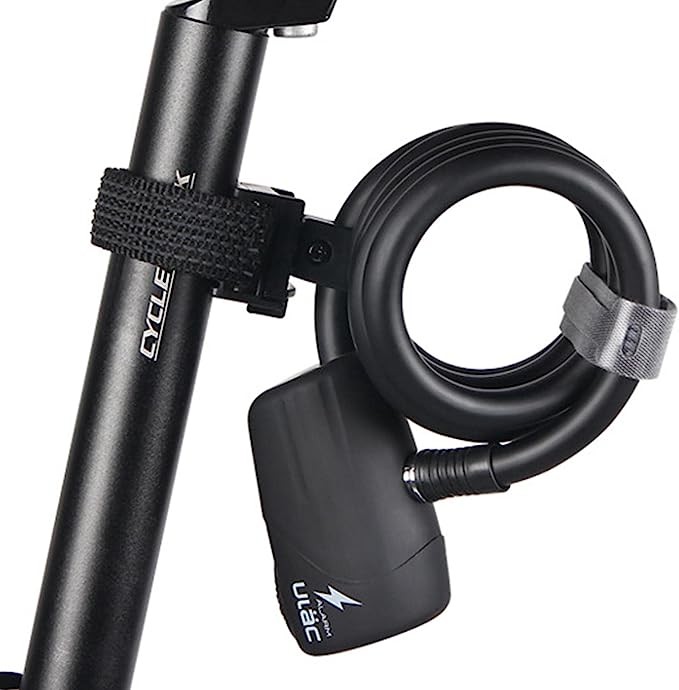 SURD 自転車キーとダイヤルロック - 長さ120cm アラームと盗難防止付きスチールケーブルロック 3つのキー付き 防水 簡単設定 頑丈で錆びにくい