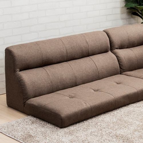 Sofá de Tecido em L 3 Lugares, Baixo Perfil, Compatível com Kotatsu, L180×P132×A49cm, Marrom, YCS150006BR - 4