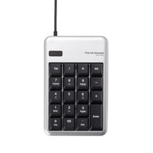 エレコム TK-TCM012SV 2ポートUSB2.0ハブ付USBテンキーボード（シルバー） - 1