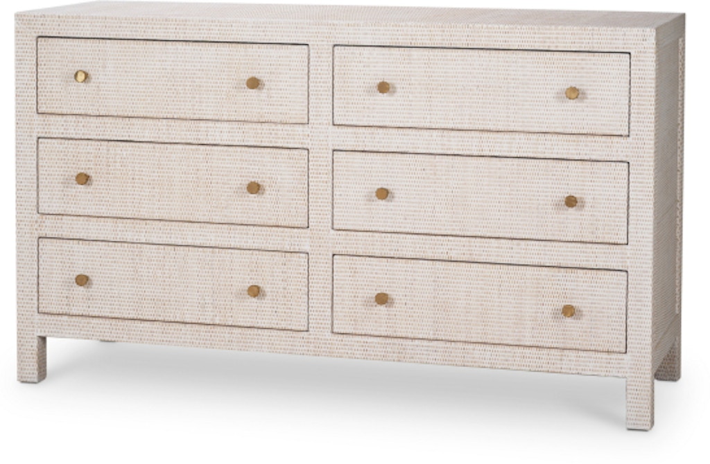 カグ 6段引き出し ラタン付きドレッサー