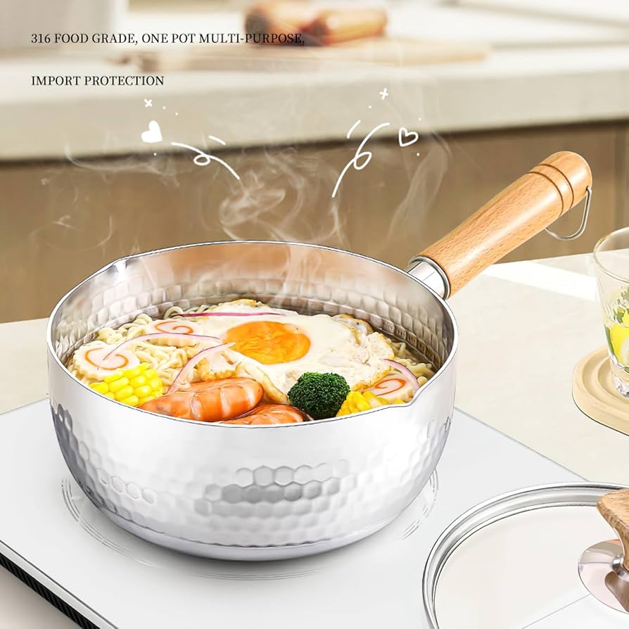 ORIZURU ステンレス 片手 雪平鍋 16cm ガラスふた付き - 2