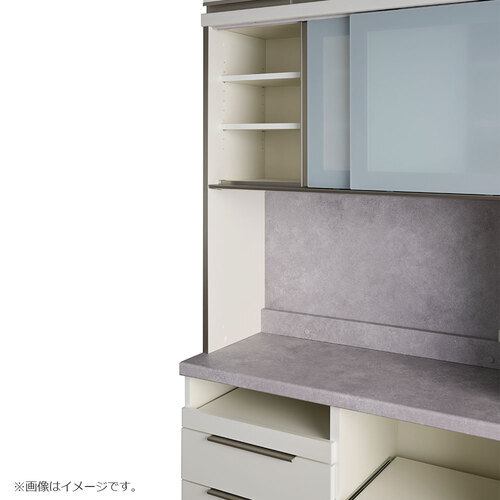 Otsuka Furniture Open Board IDA-S1600R - 160cm Wide, 44.5cm Deep, 197.5cm High High Counter with Appliance Storage and Lower Drawer - Pearl White - 2