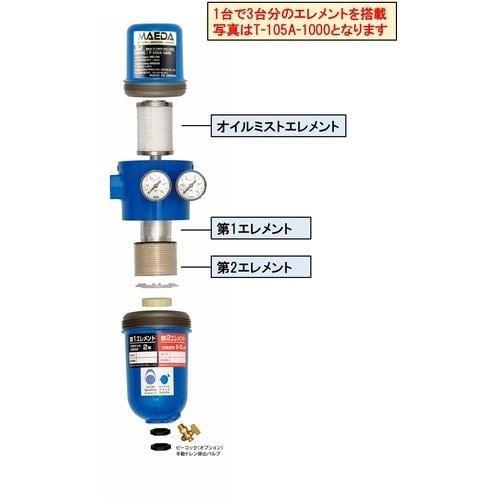 前田シェルエアフィルター 3in1マルチ・ドライフィルター Rc3/8 T-105A-1000 - 2