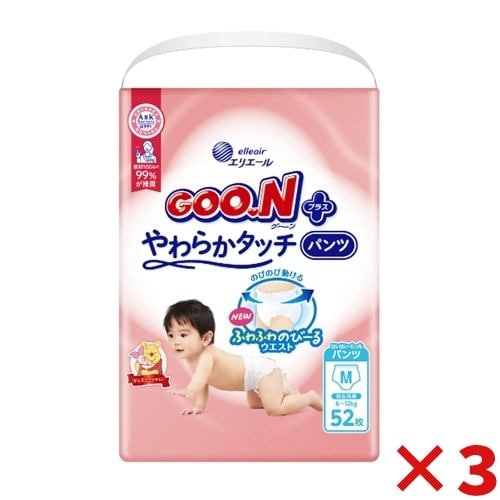 大王製紙 グーンプラス やわらかタッチ パンツ Mサイズ 52枚【3個セット販売】