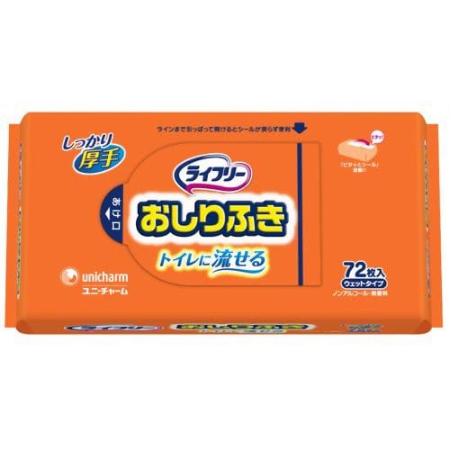 Unicharm Lifree Flushable Wet Wipes - 72 Sheets