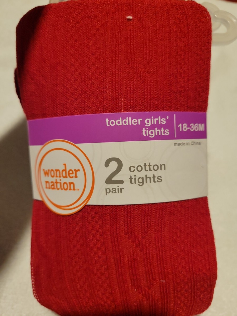 ワンダー・ネイション フット付きコットンタイツ ベビー・トドラー 女の子用 18-36ヶ月 赤 - 2